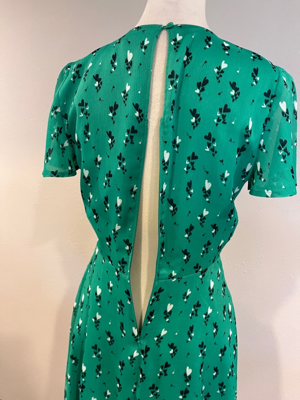 MaisonJules  short sleeve heart print‎ fake Wrap Dress size 4 - Picture 7 of 13